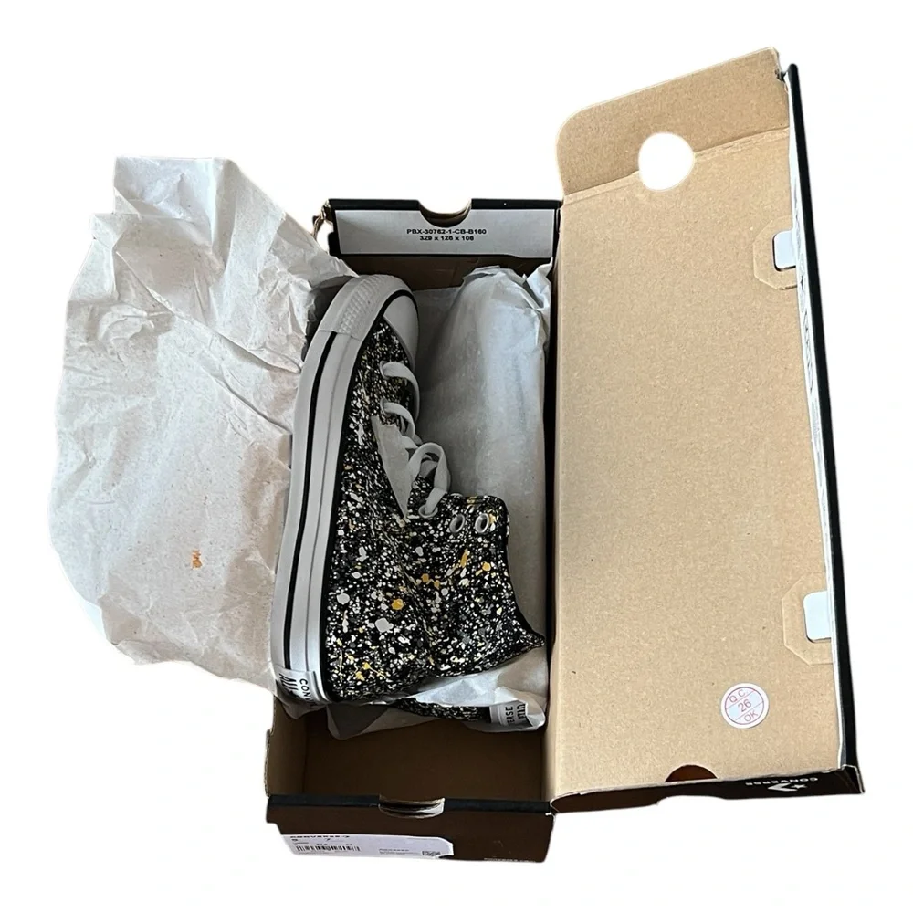 CONVERSE Chuck Taylor ALL-STAR HI‎ Paint Splatter Black/Yellow/White Mens size 5 - Picture 8 of 8